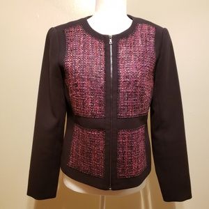 Trina Turk Bevy Jacket Zip-Up Blazer Purple Wool